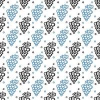 Seamless grape pattern. Doodle vector with grape icons. Vintage grape pattern