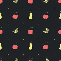 patrón de frutas sin fisuras. garabatear fondo con iconos de frutas. fondo de frutas vector