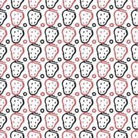 Seamless strawberries pattern. Doodle vector with red strawberries icons. Vintage strawberries pattern