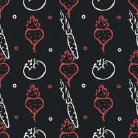 Seamless pattern with vegetable icons. doodle vegetables pattern. Food background vector