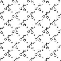 Seamless cherry pattern. Doodle vector with red cherry icons. Vintage cherry pattern