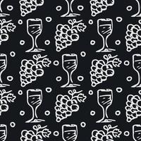 patrón de vino sin costuras. ilustración de fideos vectoriales con vino y uva. patrón con vino vector