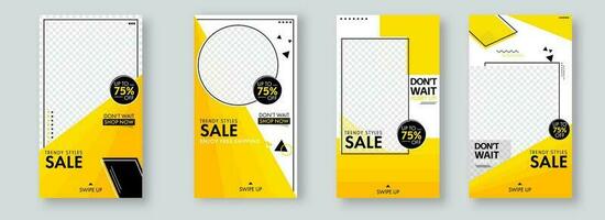 Sale Template or Flyer Set in Yellow and White Color With Space For Text or Product Image. vector