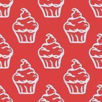 Seamless cake pattern. Sweets and candy background. Doodle vector illustration with sweets and candy icons