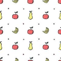 Seamless fruit pattern. doodle background with fruit icons. Fruit background vector