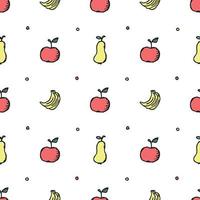 patrón de frutas sin fisuras. garabatear fondo con iconos de frutas. fondo de frutas vector