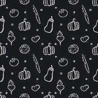 Seamless pattern with vegetable icons. doodle vegetables pattern. Food background vector