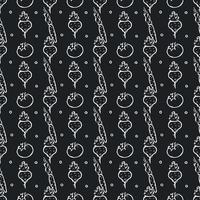 Seamless pattern with vegetable icons. doodle vegetables pattern. Food background vector