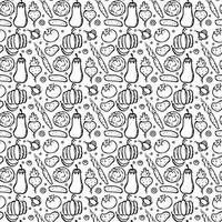 Seamless pattern with vegetable icons. doodle vegetables pattern. Food background vector