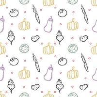 Seamless pattern with vegetable icons. doodle vegetables pattern. Food background vector