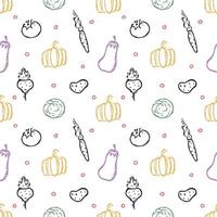 Seamless pattern with vegetable icons. doodle vegetables pattern. Food background vector