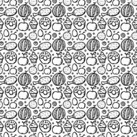 Seamless pattern with food icons. doodle food pattern. Food background vector