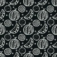 Seamless fruit pattern. doodle background with fruit icons. Fruit background vector