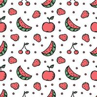 Seamless fruit pattern. doodle background with fruit icons. Fruit background vector