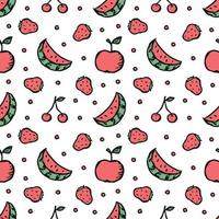 Seamless fruit pattern. doodle background with fruit icons. Fruit background vector