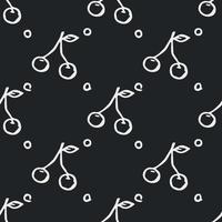 Seamless cherry pattern. Doodle vector with red cherry icons. Vintage cherry pattern