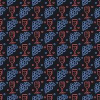 seamless wine pattern. vector doodle illustration with wine and grape. pattern with wine