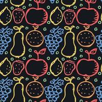 Seamless fruit pattern. doodle background with fruit icons. Fruit background vector