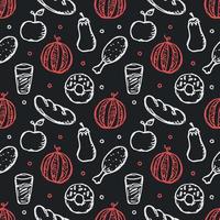 Seamless pattern with food icons. doodle food pattern vector