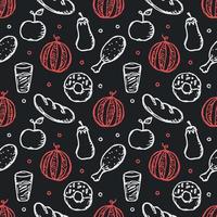 Seamless pattern with food icons. doodle food pattern vector