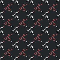 Seamless cherry pattern. Doodle vector with red cherry icons. Vintage cherry pattern
