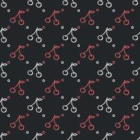 Seamless cherry pattern. Doodle vector with red cherry icons. Vintage cherry pattern