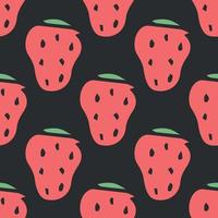 Seamless strawberry pattern. Doodle vector with strawberry icons. Vintage strawberry pattern