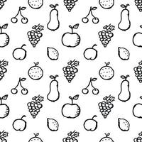 Seamless fruit pattern. doodle background with fruit icons. Fruit background vector