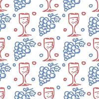 patrón de vino sin costuras. ilustración de fideos vectoriales con vino y uva. patrón con vino vector