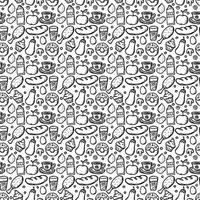 Seamless pattern with food icons. doodle food pattern. Food background vector