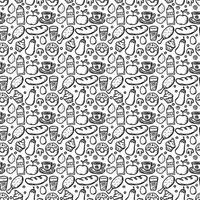 Seamless pattern with food icons. doodle food pattern. Food background vector