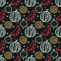 Seamless fruit pattern. doodle background with fruit icons. Fruit background vector