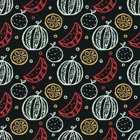 Seamless fruit pattern. doodle background with fruit icons. Fruit background vector