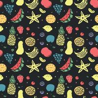 Seamless fruit pattern. doodle background with fruit icons. Fruit background vector
