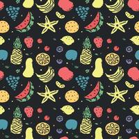 patrón de frutas sin fisuras. garabatear fondo con iconos de frutas. fondo de frutas vector