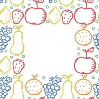 Seamless fruit frame. doodle background with fruit icons. Fruit background vector