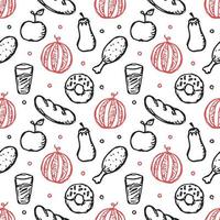 Seamless pattern with food icons. doodle food pattern vector