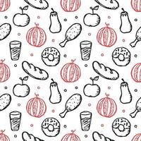 Seamless pattern with food icons. doodle food pattern vector