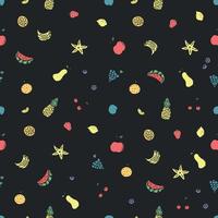 Seamless fruit pattern. doodle background with fruit icons. Fruit background vector