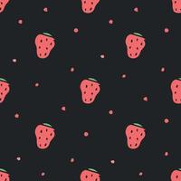 Seamless strawberry pattern. Doodle vector with strawberry icons. Vintage strawberry pattern