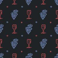 seamless wine pattern. vector doodle illustration with wine and grape. pattern with wine