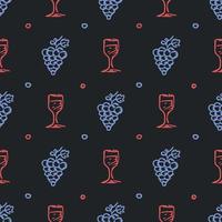 seamless wine pattern. vector doodle illustration with wine and grape. pattern with wine