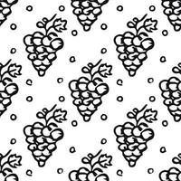 Seamless grape pattern. Doodle vector with grape icons. Vintage grape pattern