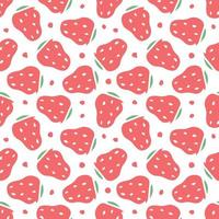 Seamless strawberry pattern. Doodle vector with strawberry icons. Vintage strawberry pattern