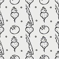 Seamless pattern with vegetable icons. doodle vegetables pattern. Food background vector