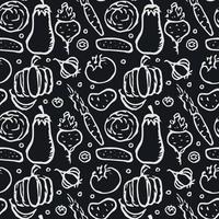 Seamless pattern with vegetable icons. doodle vegetables pattern. Food background vector