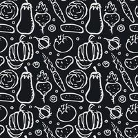 Seamless pattern with vegetable icons. doodle vegetables pattern. Food background vector