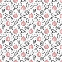 Seamless pattern with food icons. doodle food pattern vector