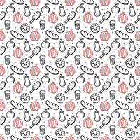 Seamless pattern with food icons. doodle food pattern vector