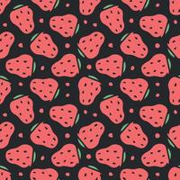 Seamless strawberry pattern. Doodle vector with strawberry icons. Vintage strawberry pattern